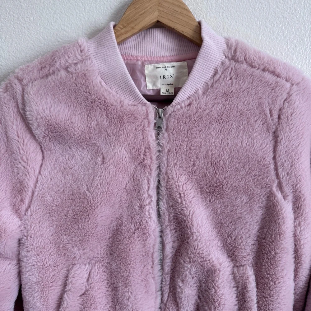 Women’s Pink Teddy Zip Jacket Size Medium - Picture 4 of 5